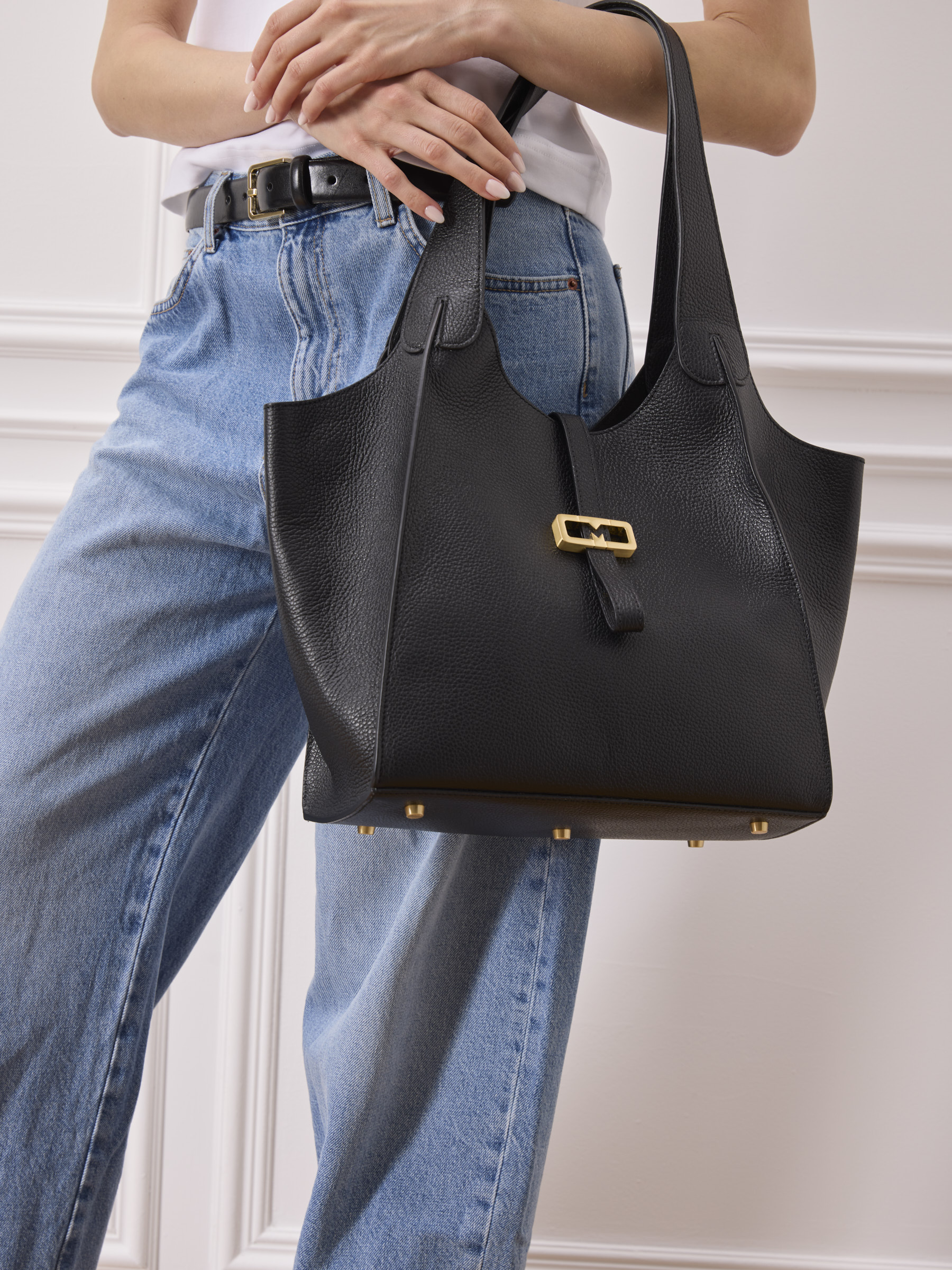 Lilou Kalbsleder Schwarz, Zubehor, Tasche, Handtasche, Hosen, Geldbörse