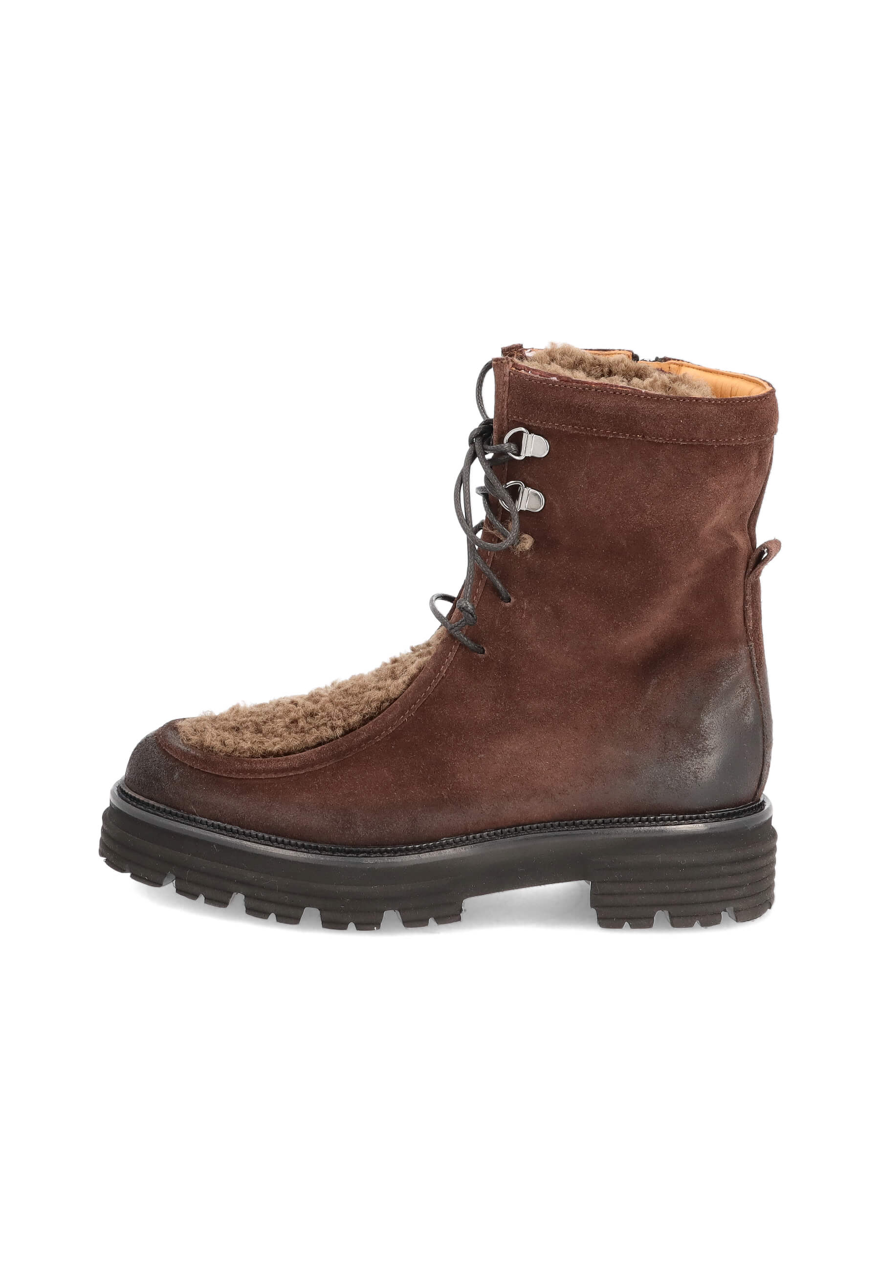 Lammfell Stiefeletten dunkelbraun, Bekleidung, Schuhwerk, Schuh, Wildleder
