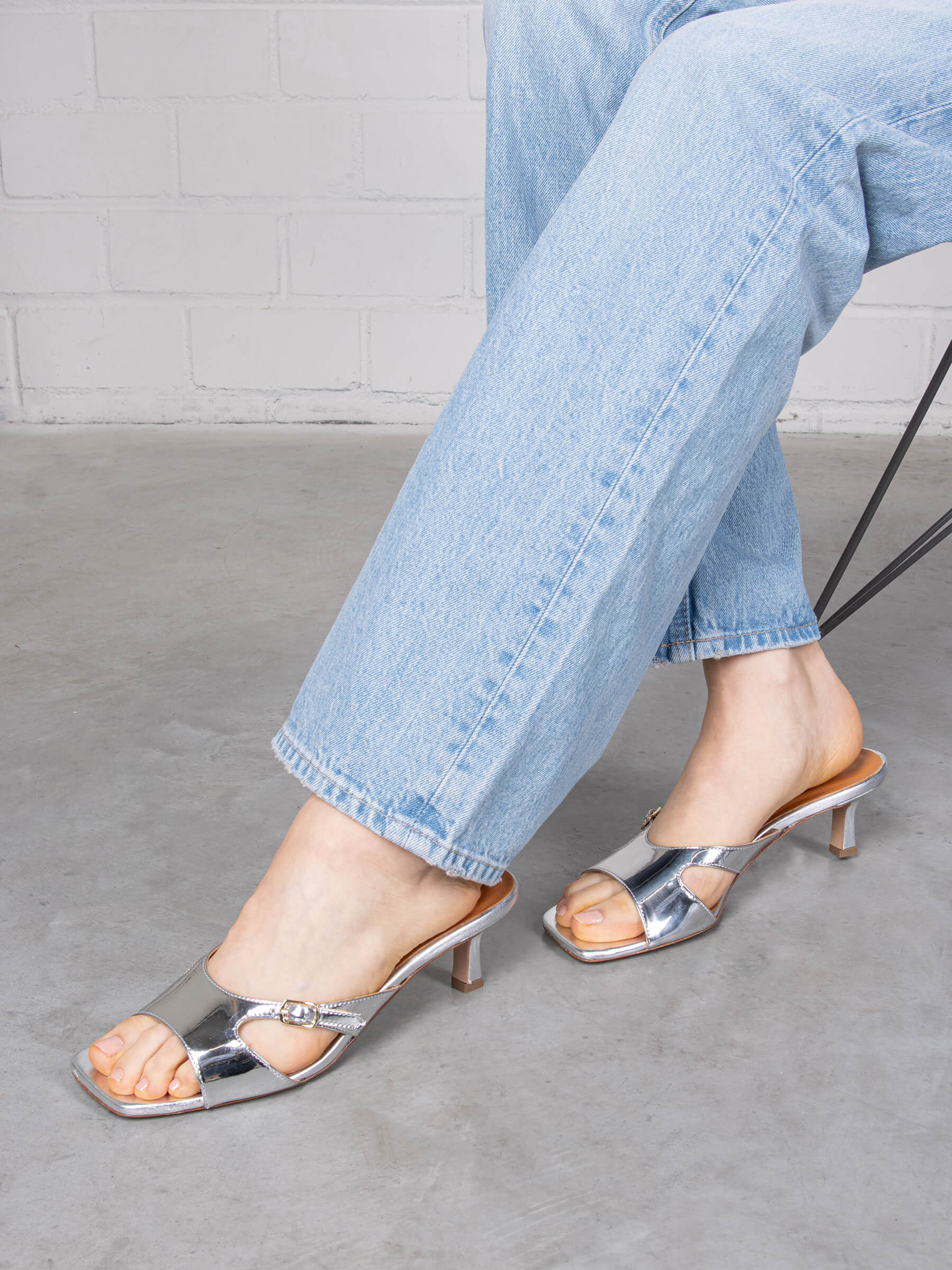 Mules argento 50 mm
