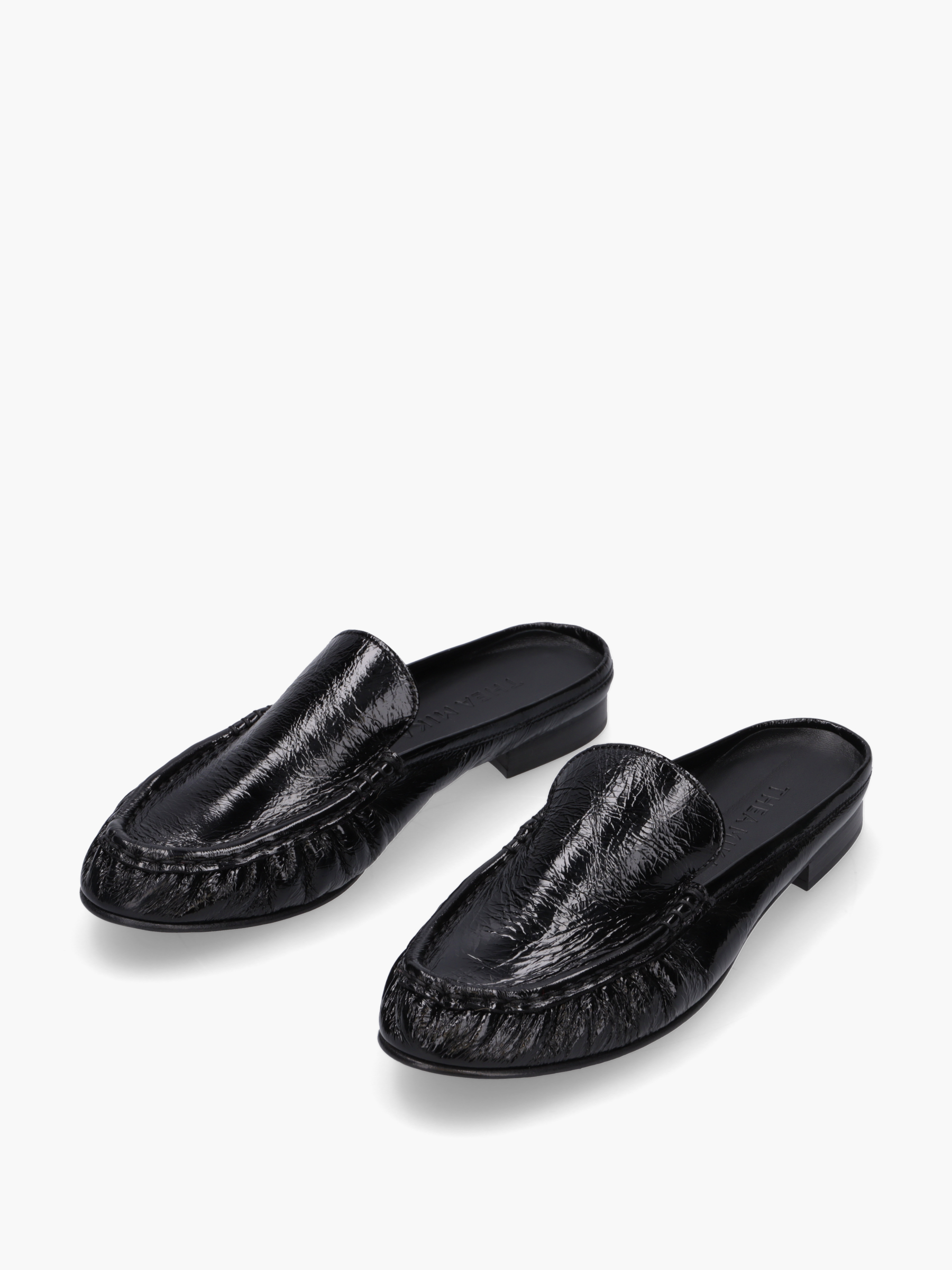 POLA Metallic-Leder Schwarz, Bekleidung, Schuhwerk, Sandale, Schuh