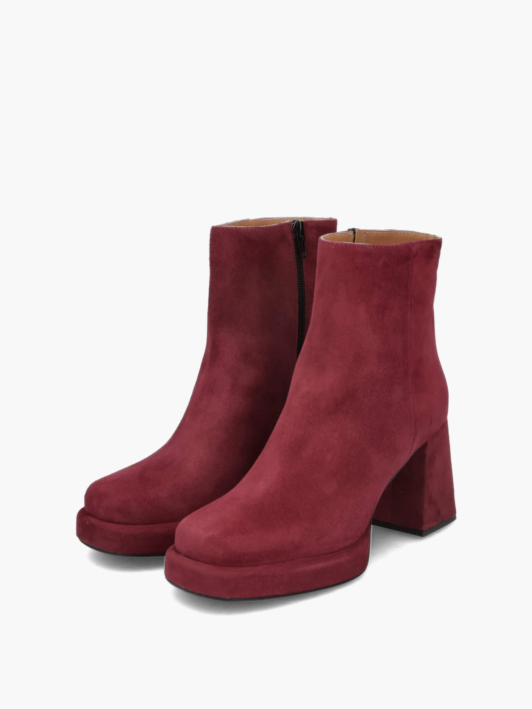 Plateau-Stiefeletten bordeaux 85 mm, Bekleidung, Schuhwerk, Schuh, Wildleder, Hoher Absatz