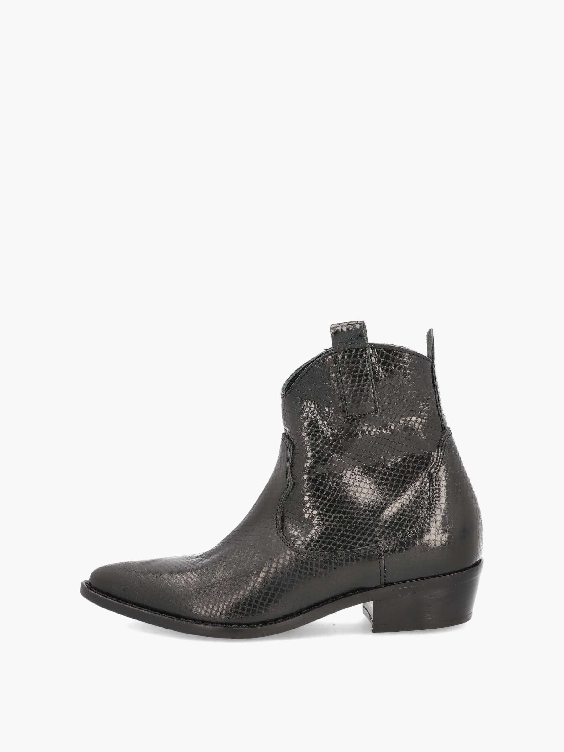 Western booties nero shiny snake