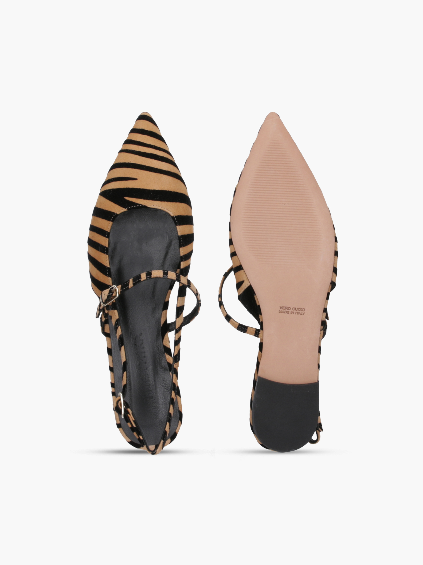 MEGUMI Veloursleder Zebra, Bekleidung, Schuhwerk, Schuh, Hoher Absatz, Sandale