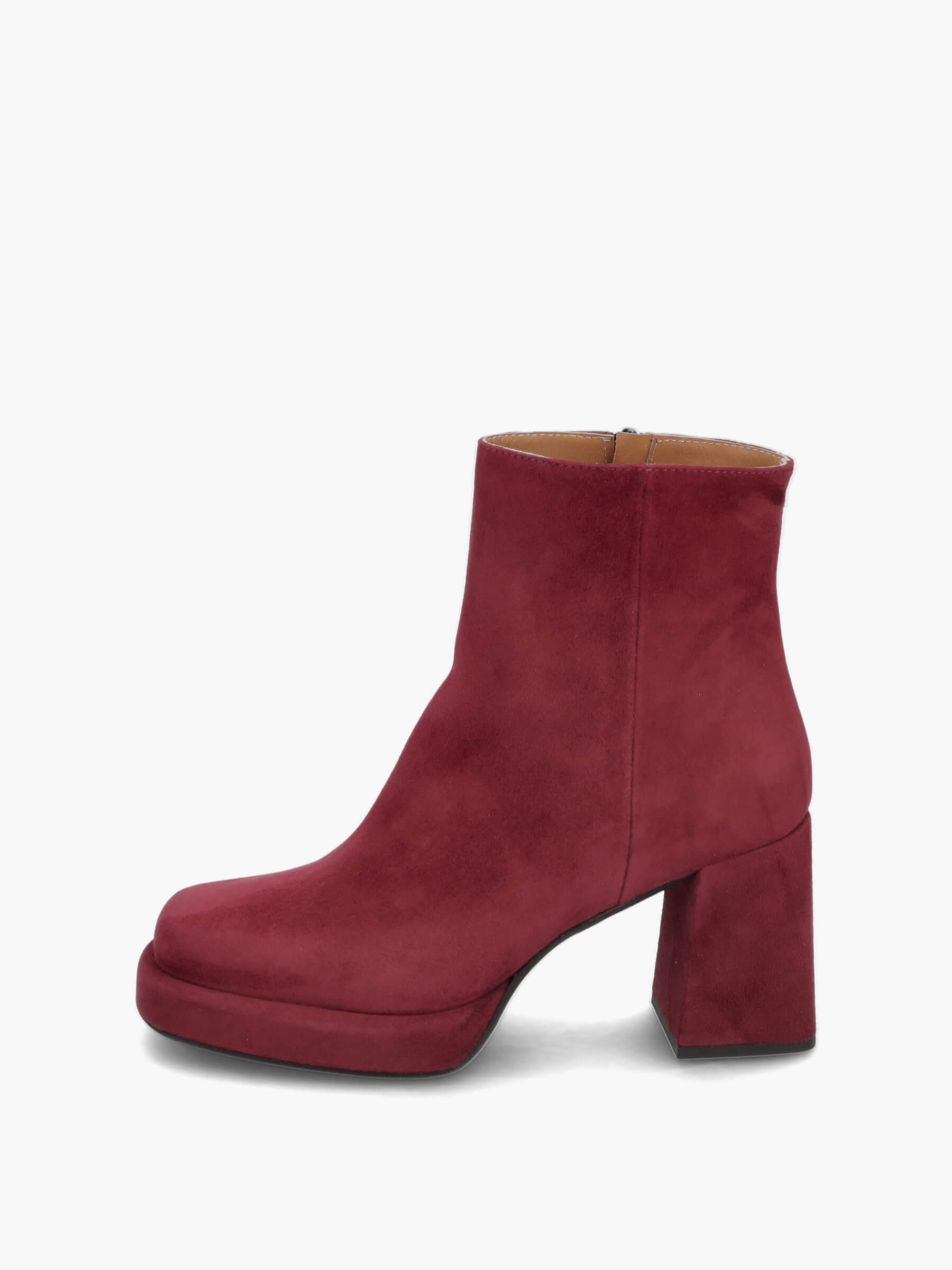 Plateau-Stiefeletten bordeaux 85 mm, Bekleidung, Schuhwerk, Schuh, Hoher Absatz, Wildleder