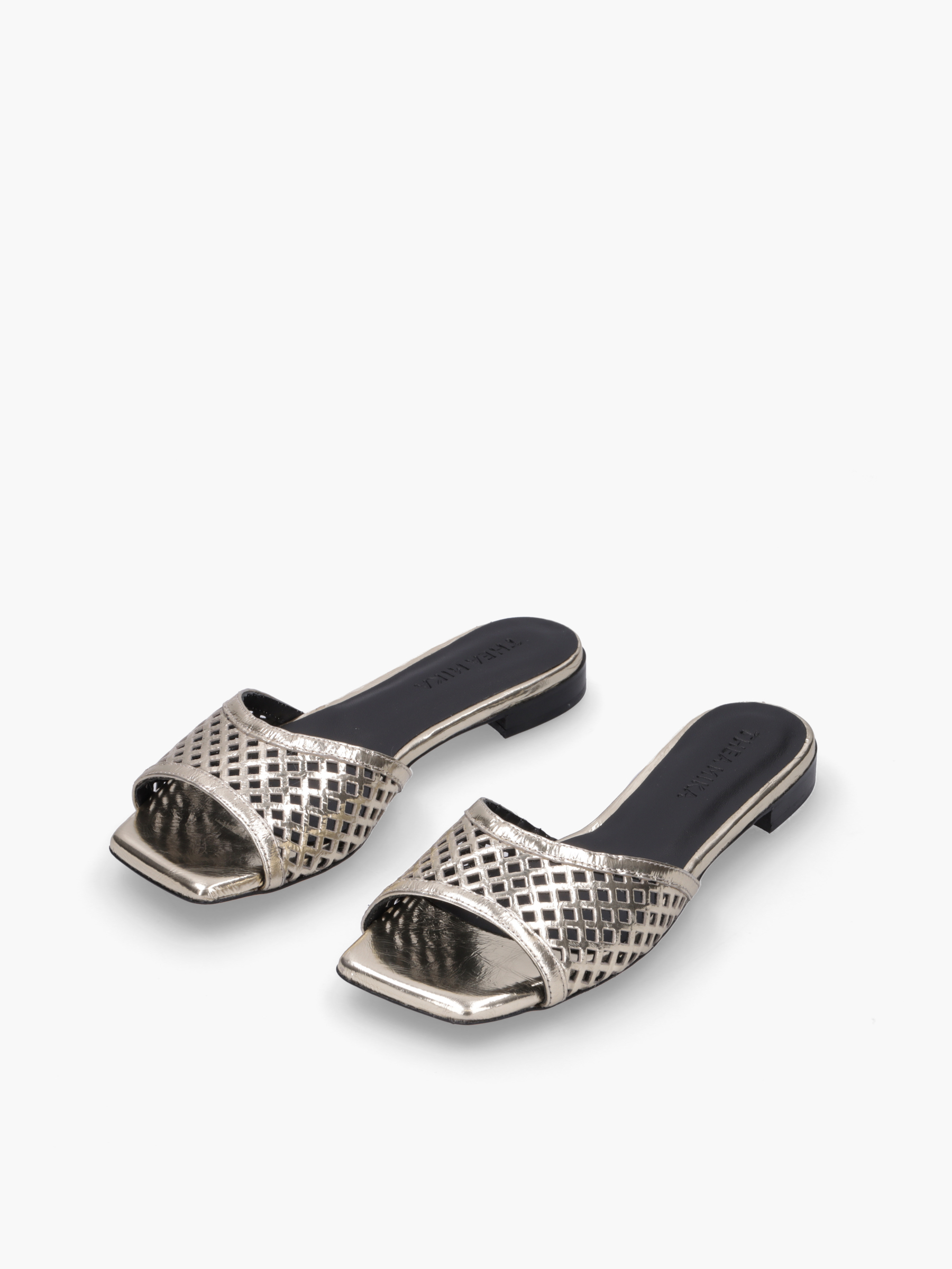 VIVIT Metallic-Leder Gold, Bekleidung, Schuhwerk, Sandale