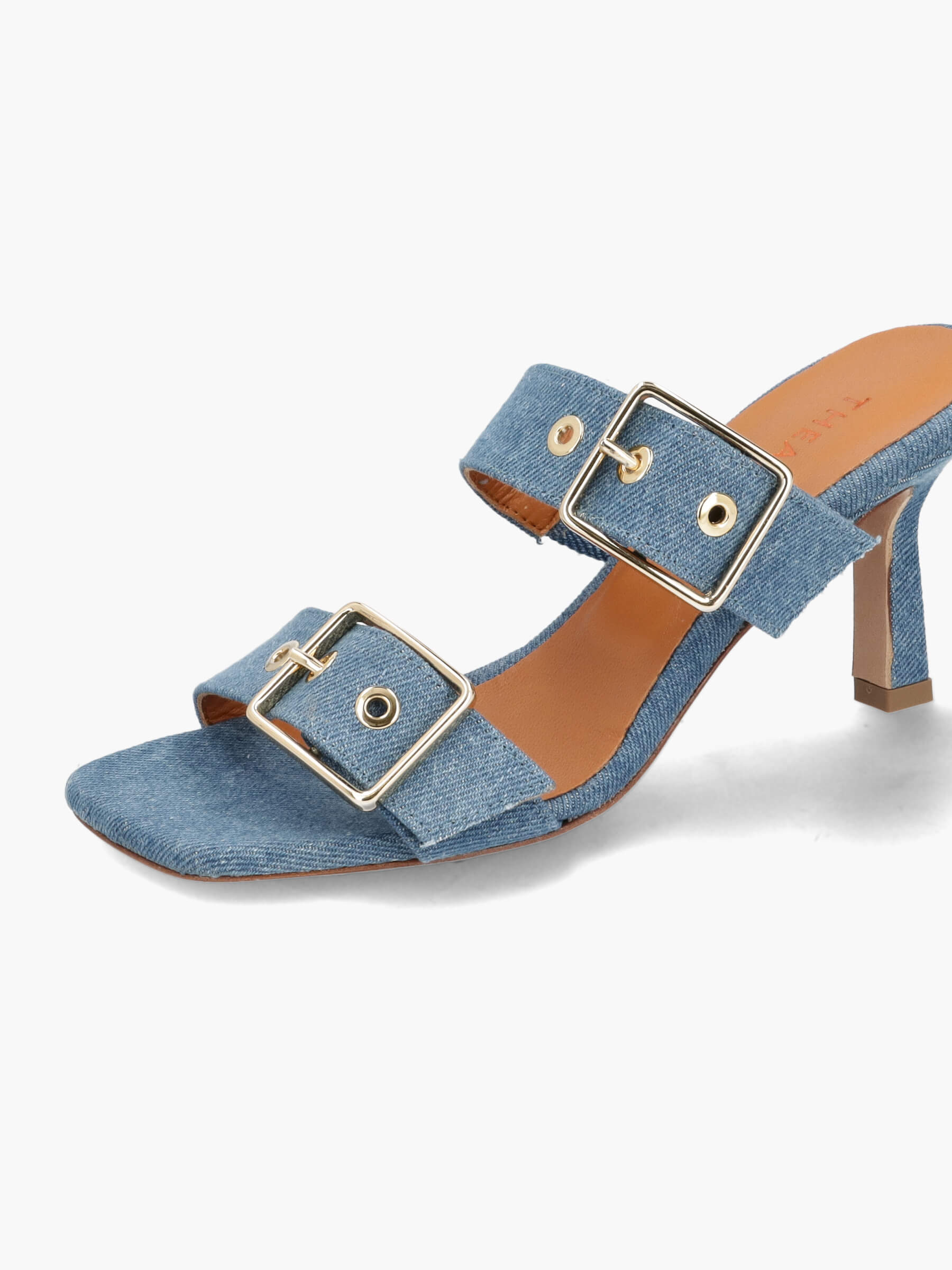 Mules blau denim 70 mm, Bekleidung, Schuhwerk, Sandale, Schuh, Hoher Absatz