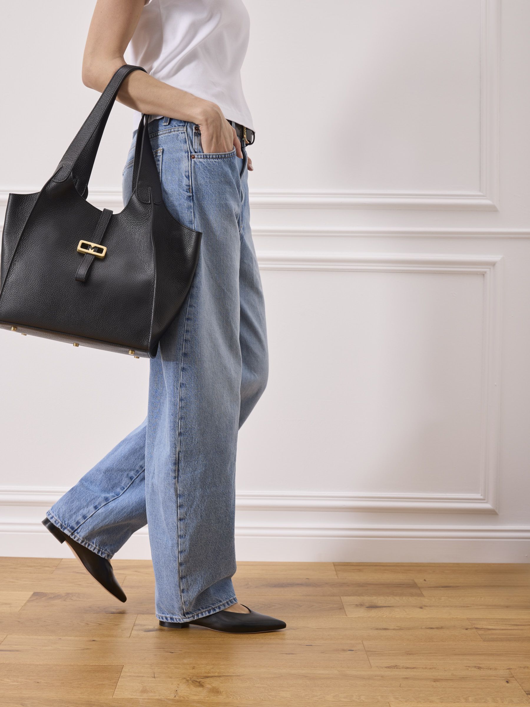 MATA Glattleder Schwarz, Hosen, Jeans, Tasche, Handtasche, Schuh
