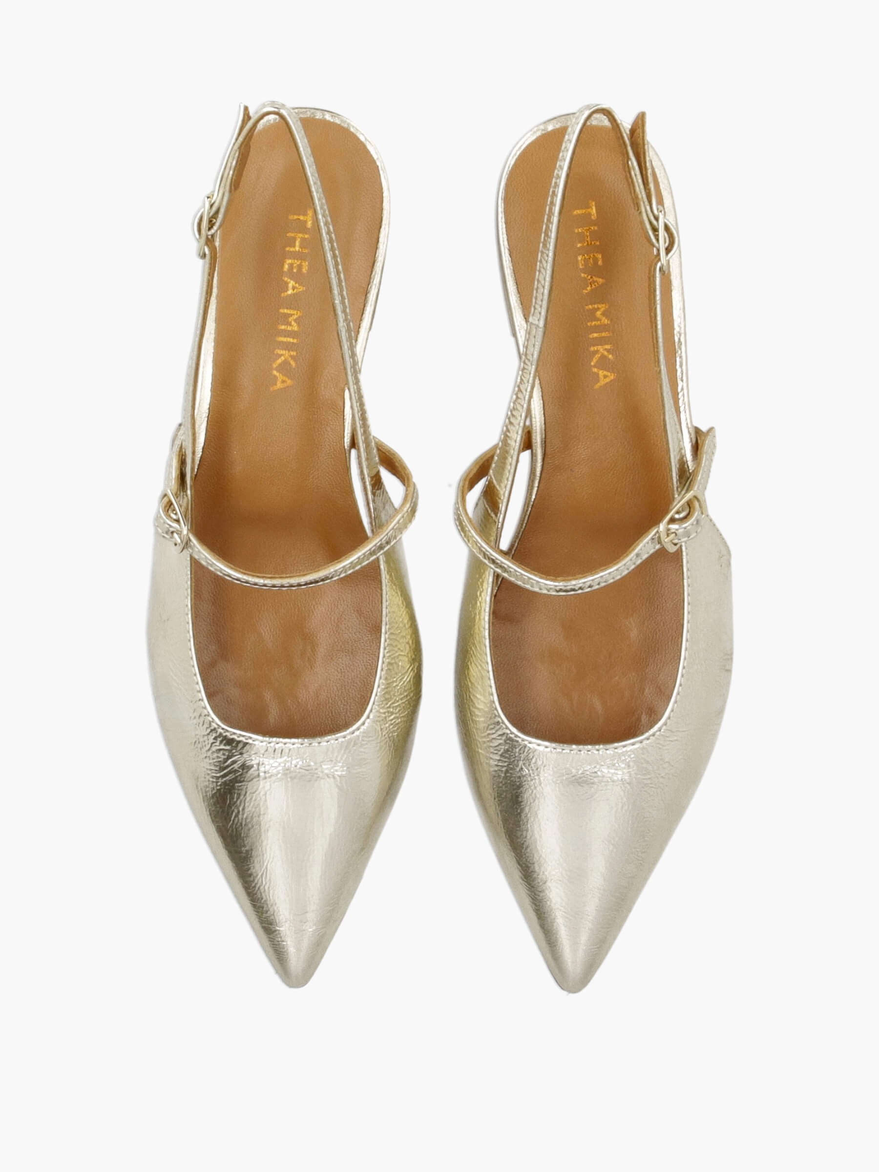 Sling-Ballerinas metallic platino, Bekleidung, Schuhwerk, Schuh, Hoher Absatz