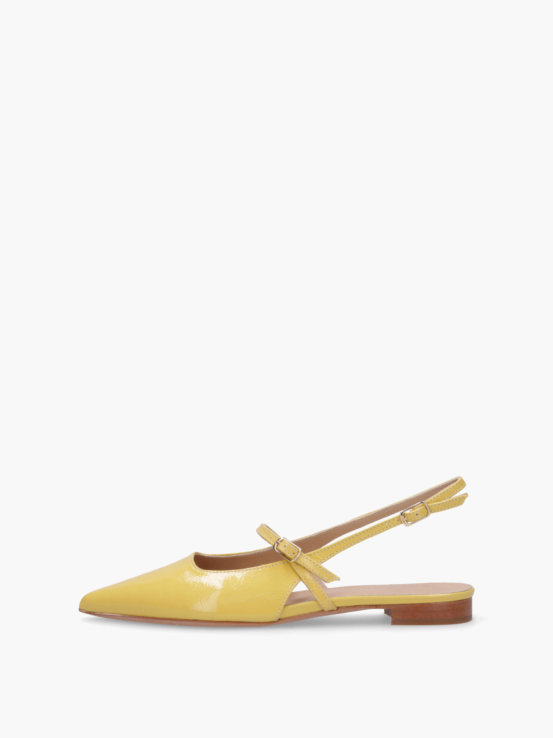 MEGUMI Lackleder Gelb, Bekleidung, Schuhwerk, Schuh, Sandale