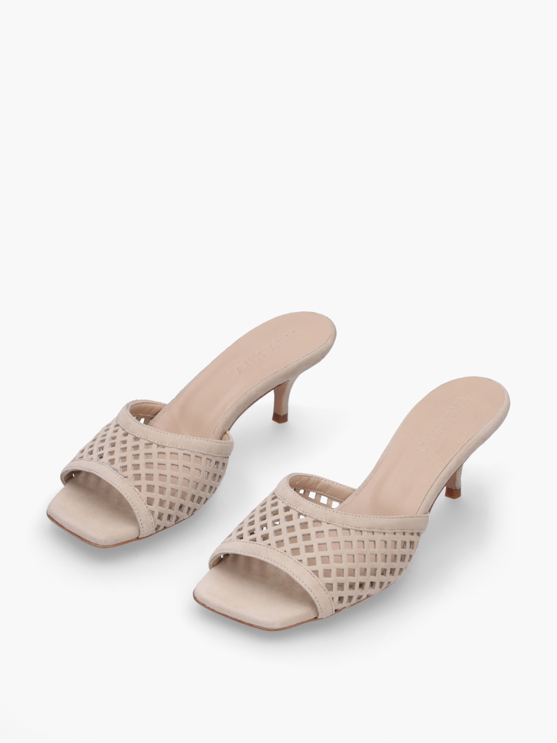 GINA Veloursleder Beige, Bekleidung, Schuhwerk, Schuh, Sandale, Hoher Absatz