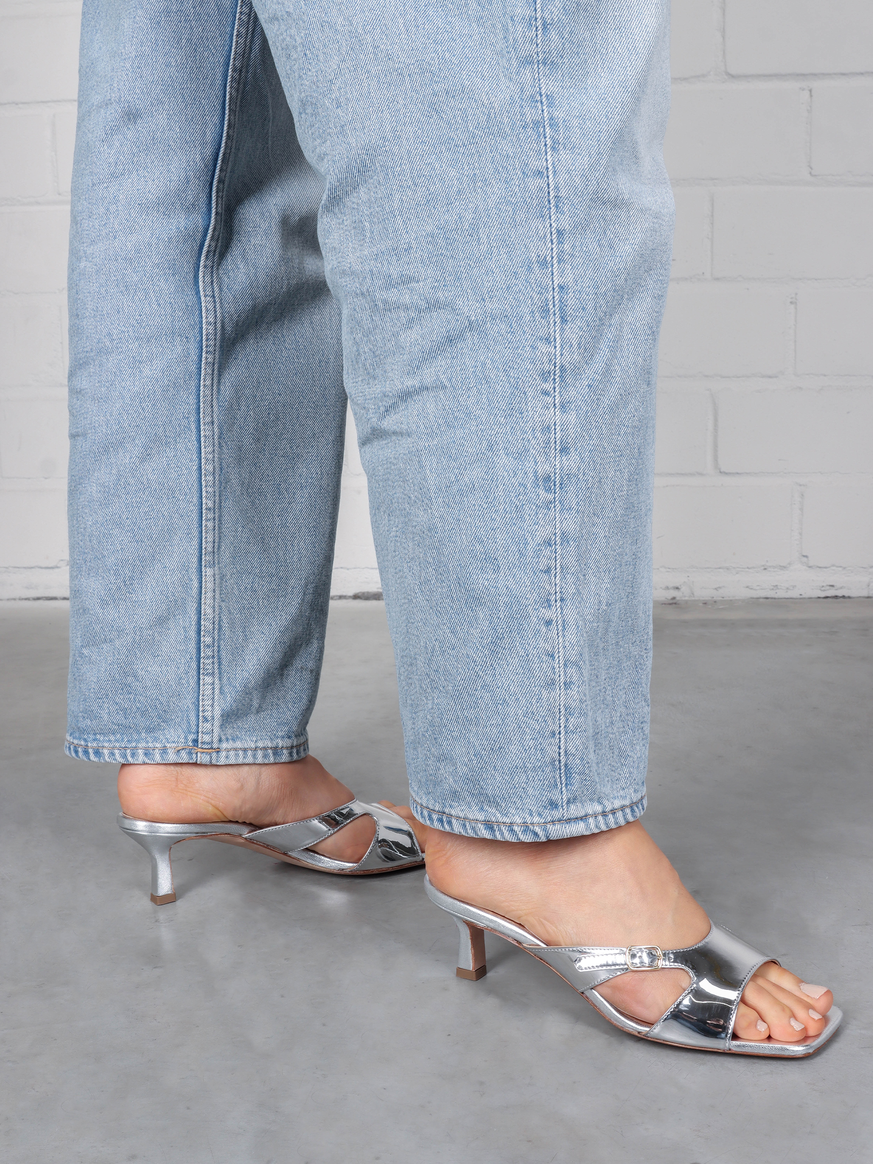 Mules argento 50 mm