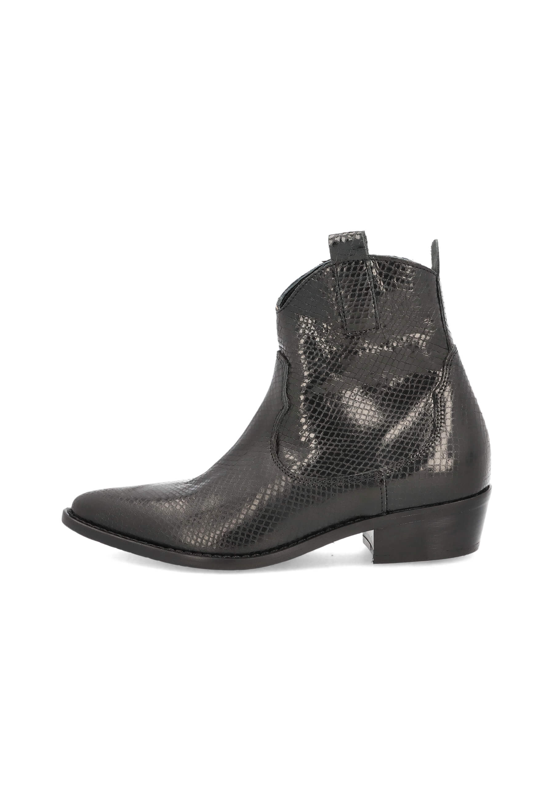 Western booties nero shiny snake