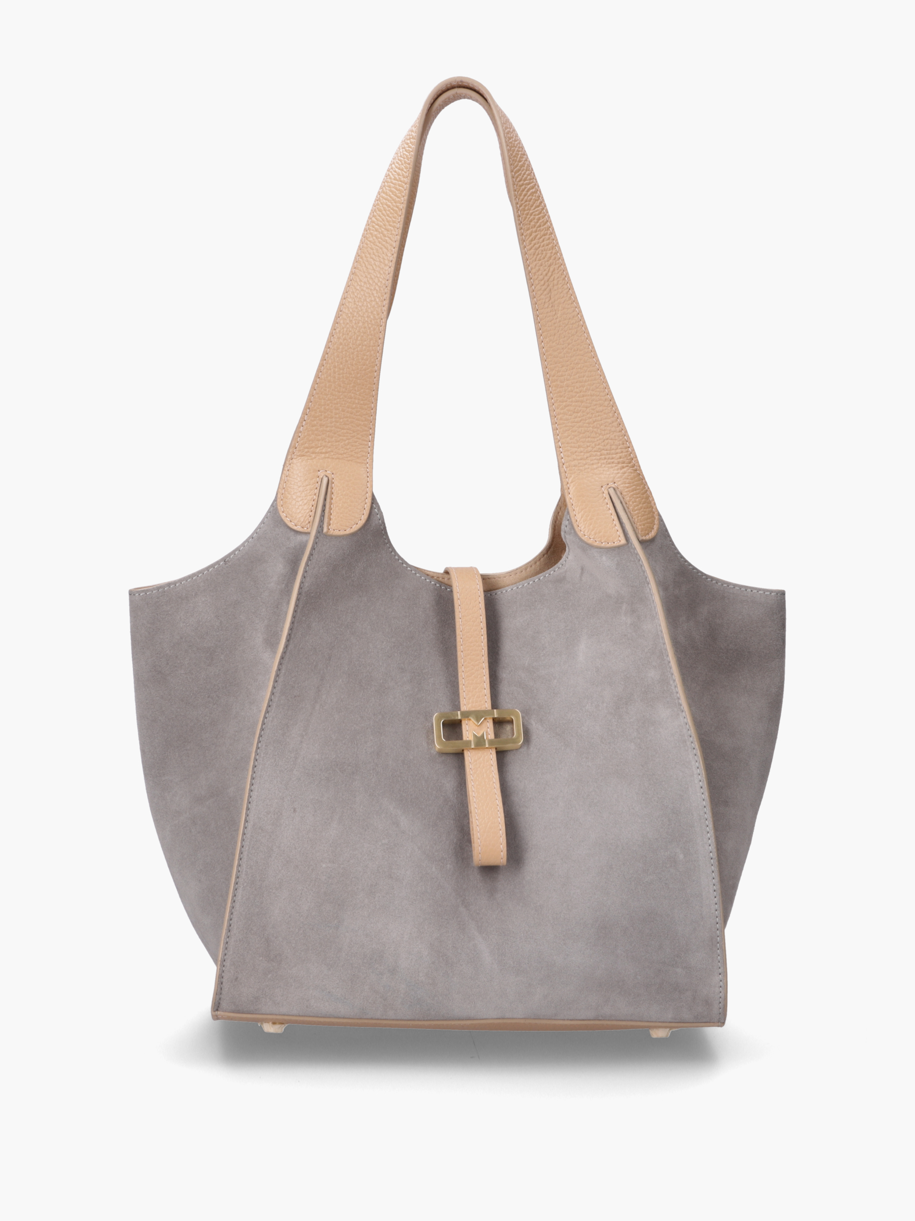 LILOU Leder Kombi Grau, Zubehor, Tasche, Handtasche, Leinwand, Tragetasche