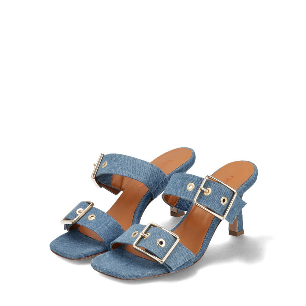 Mules blau denim 70 mm, Bekleidung, Schuhwerk, Sandale, Schuh, Hoher Absatz