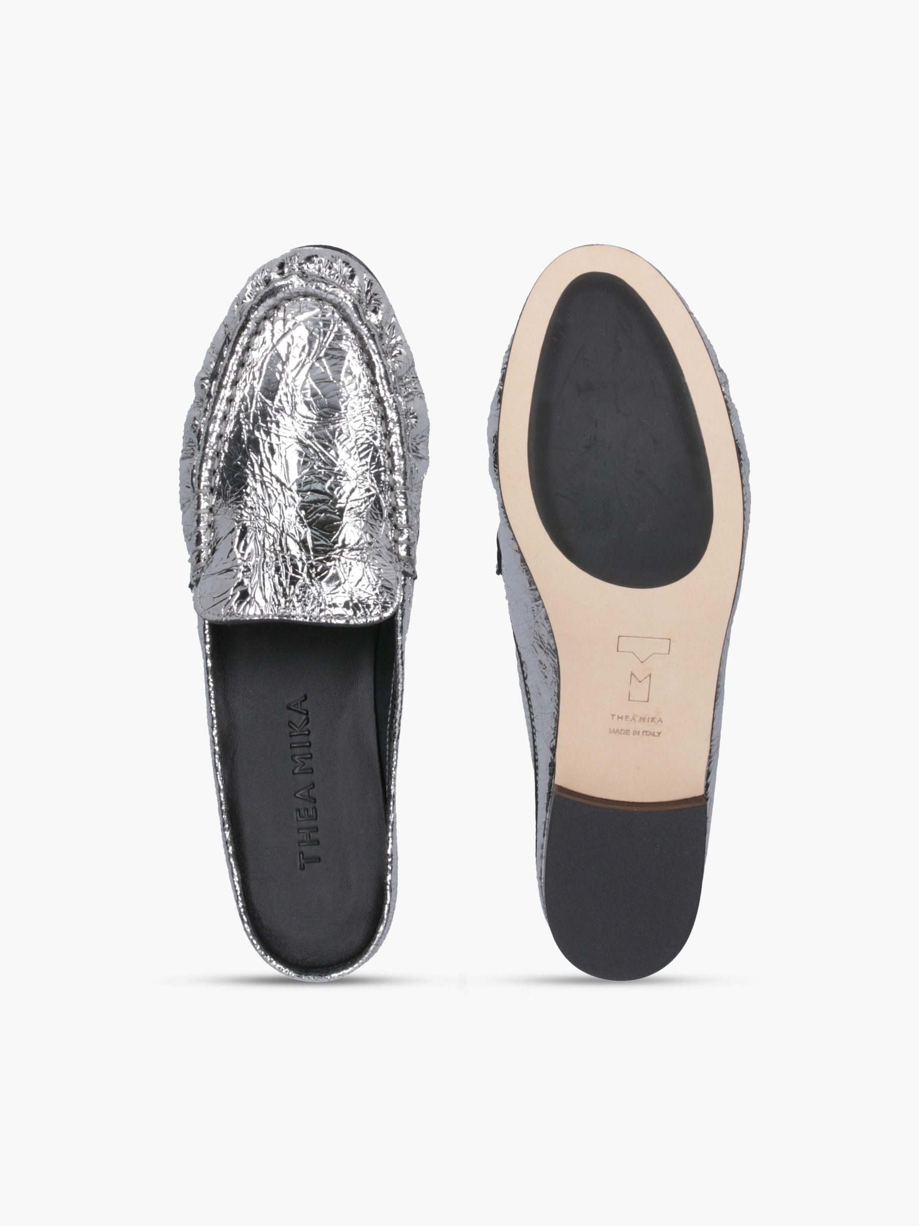 POLA Metallic-Leder Silber, Bekleidung, Schuhwerk, Schuh, Sneaker