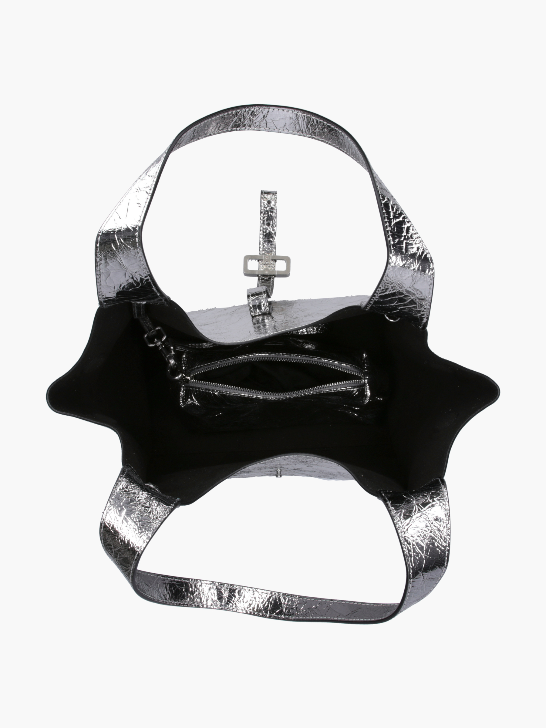 Lilou Metallic-Leder Silber, Zubehor, Tasche, Handtasche, Geldbörse, Rauchrohr