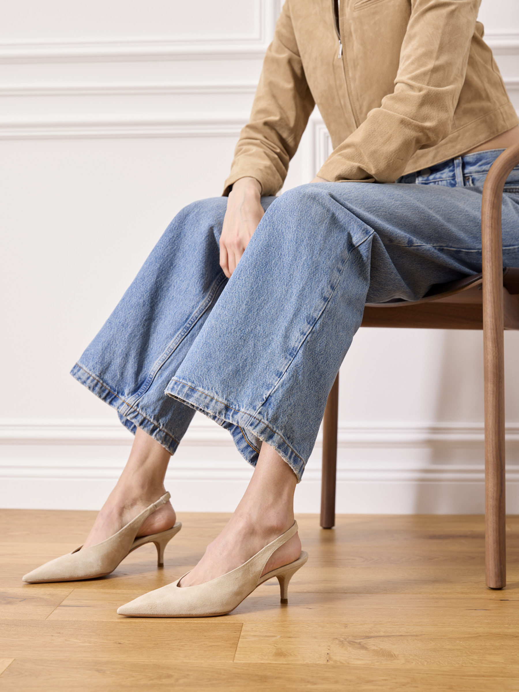 VI Veloursleder Beige, Schuh, Hoher Absatz, Hosen, Jeans, Person