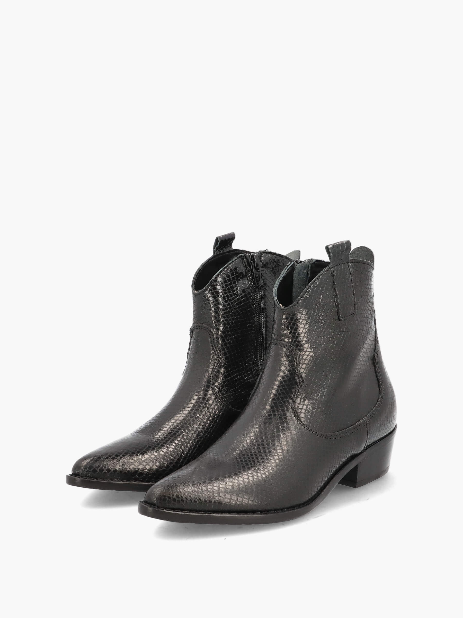 Western booties nero shiny snake