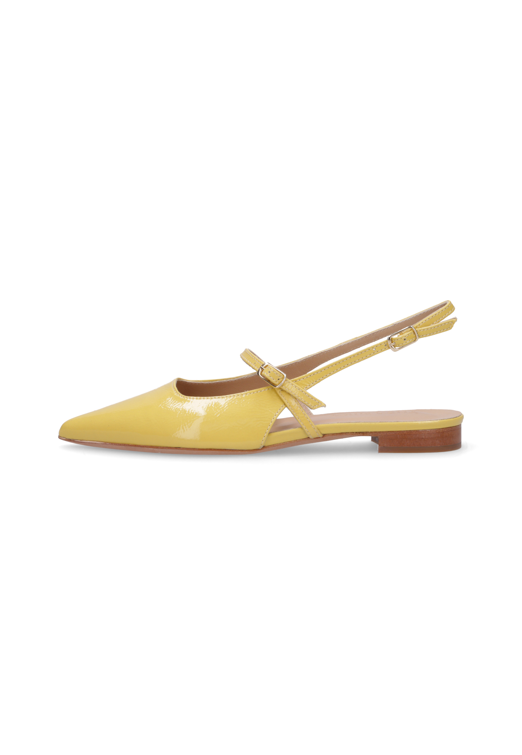 MEGUMI Lackleder Gelb, Bekleidung, Schuhwerk, Schuh, Sandale