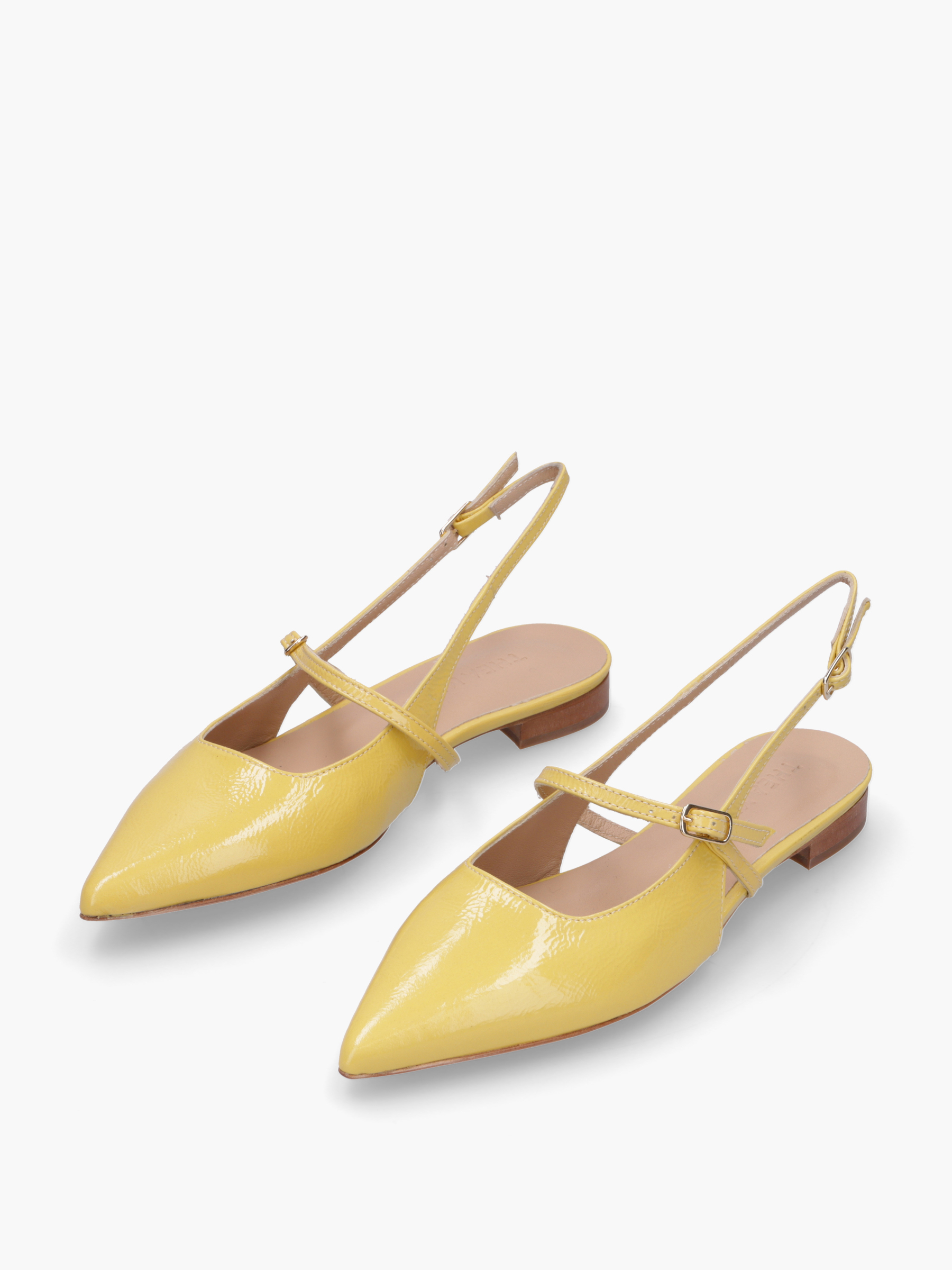 MEGUMI Lackleder Gelb, Bekleidung, Schuhwerk, Schuh, Sandale