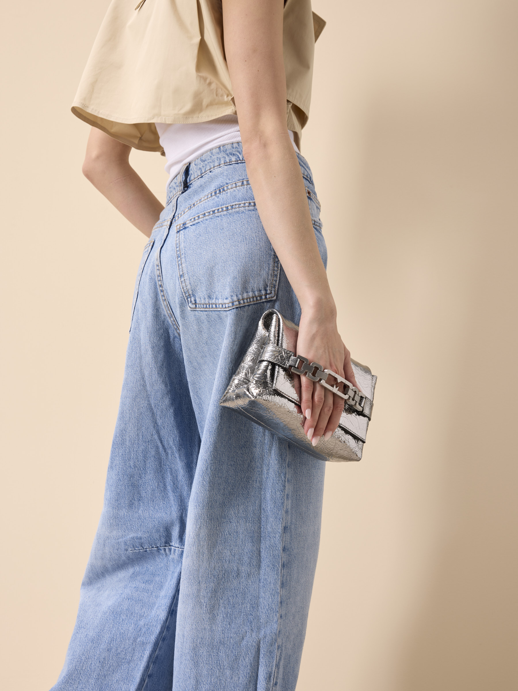 Lia Metallic-Leder Silber, Bekleidung, Hosen, Jeans, Zubehör, Geldbörse