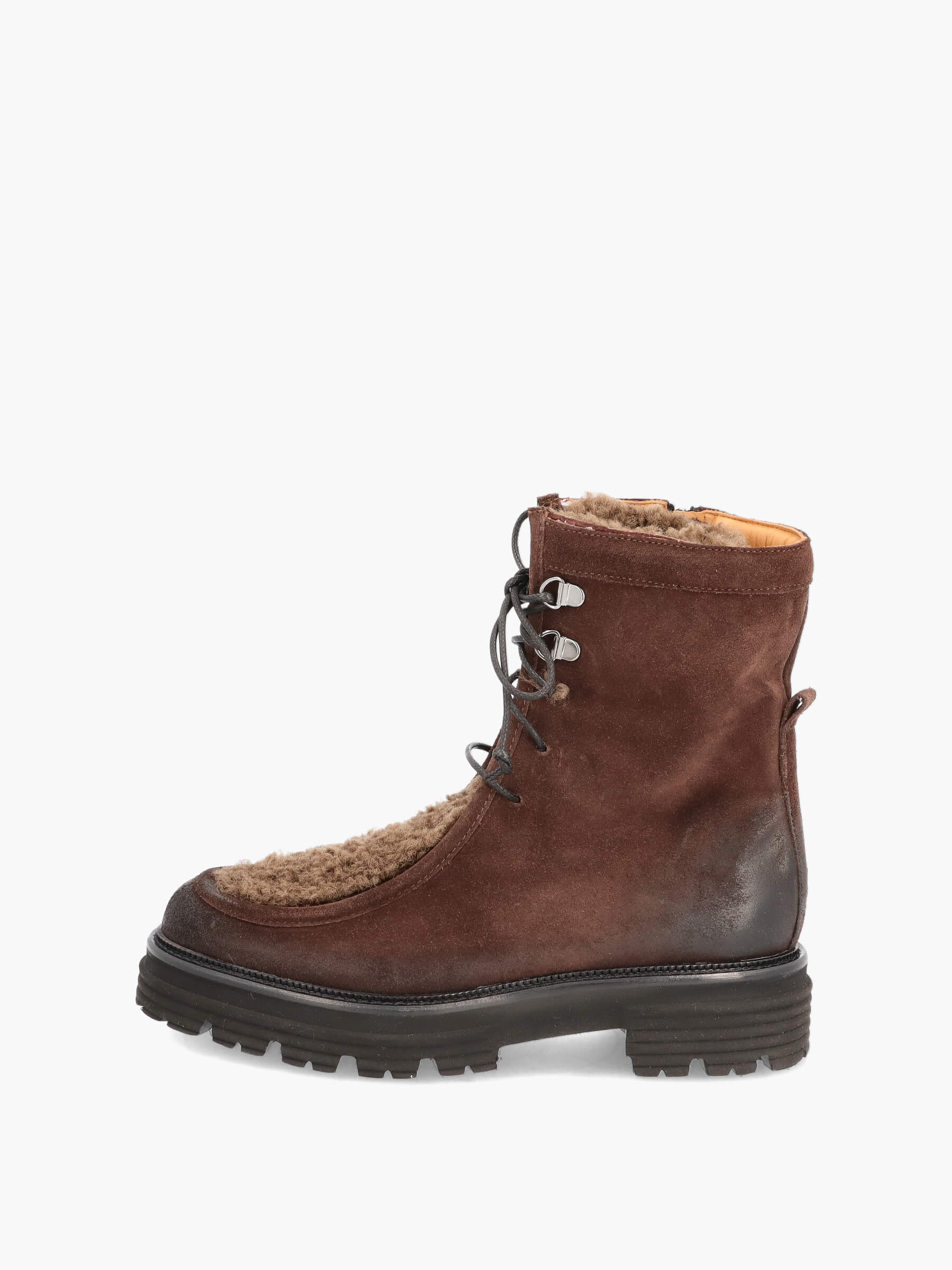 Lammfell Stiefeletten dunkelbraun, Bekleidung, Schuhwerk, Schuh, Wildleder