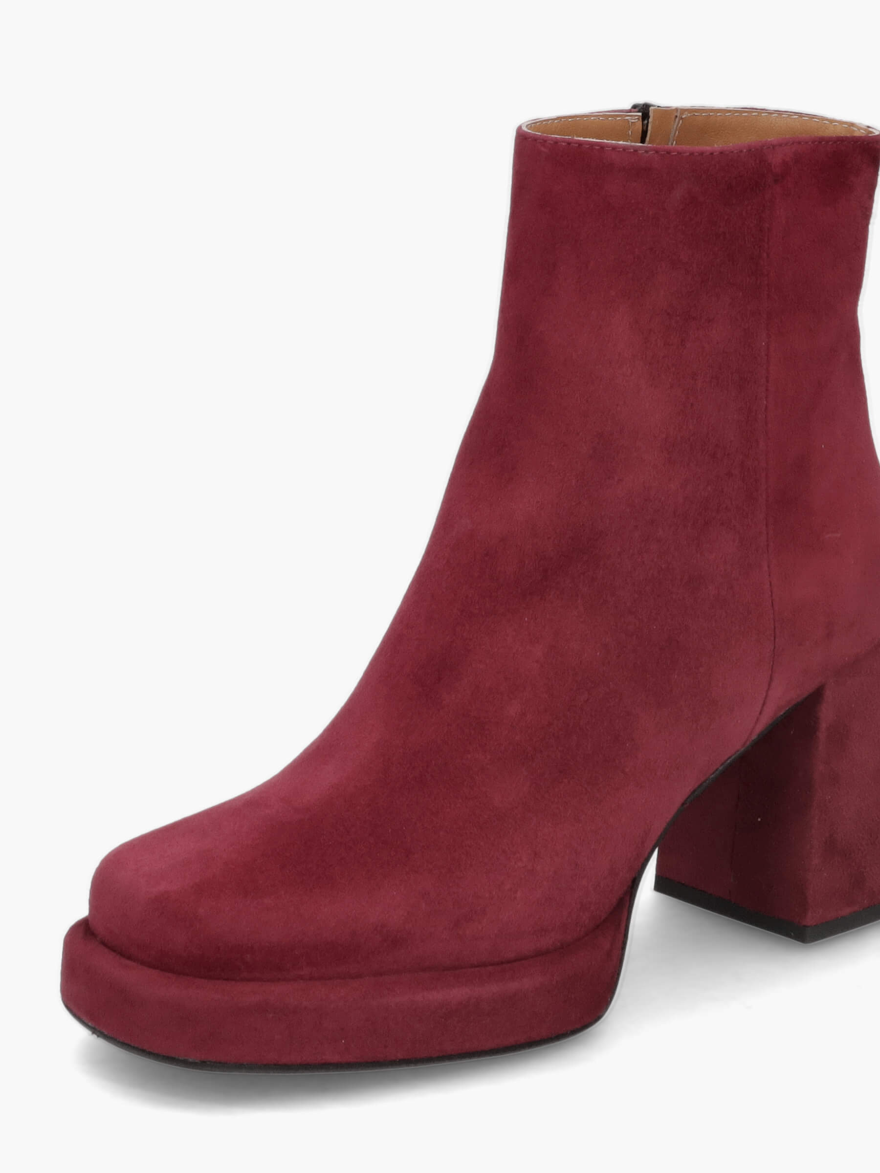 Plateau-Stiefeletten bordeaux 85 mm, Bekleidung, Schuhwerk, Schuh, Hoher Absatz, Wildleder