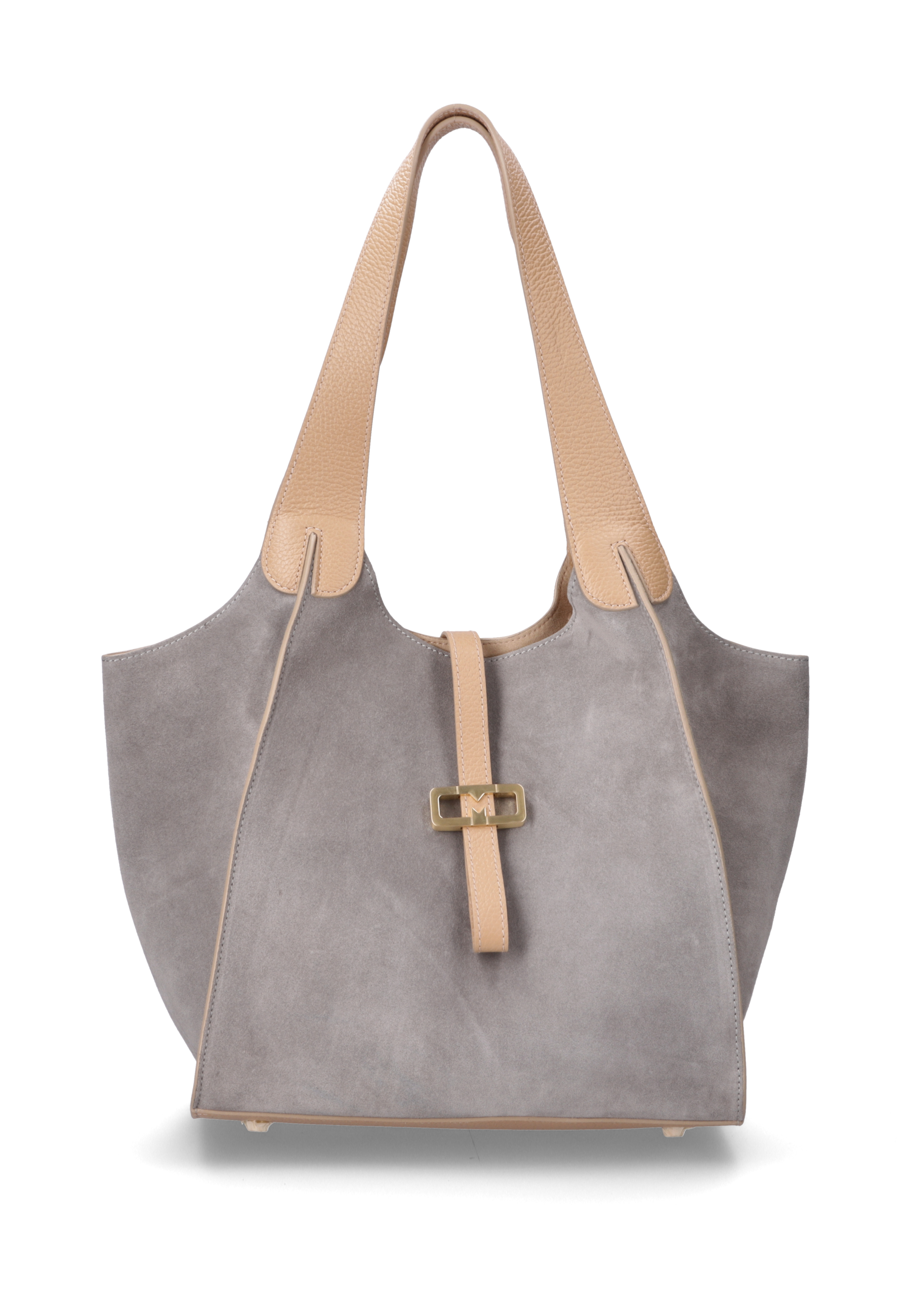 LILOU Leder Kombi Grau, Zubehor, Tasche, Handtasche, Leinwand, Tragetasche