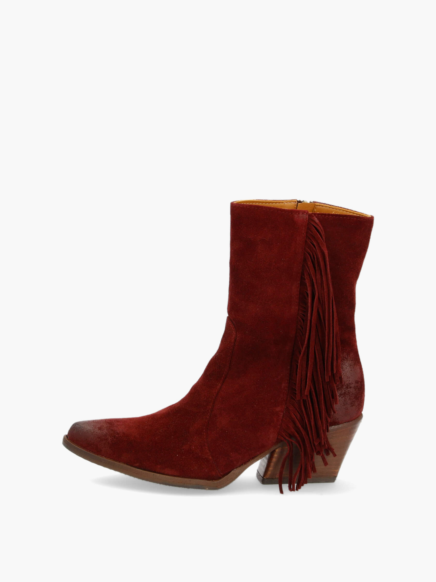 Stiefelette-mogano-TM09562-0002-0066-Thea-Mika_1 Fransenstiefelette mogano, Wildleder, Kleidung, Schuhwerk, Schuh