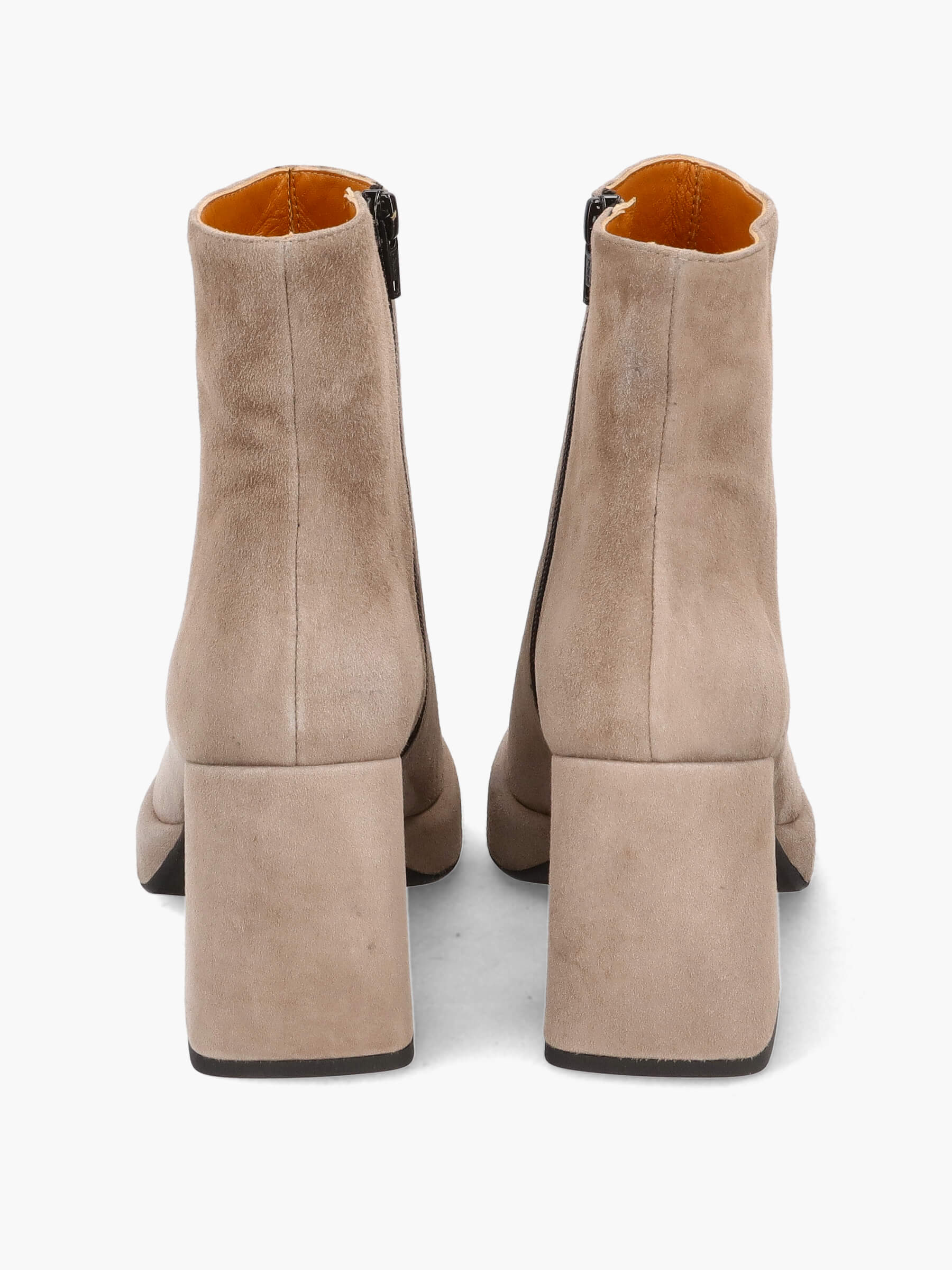 Plateau-Stiefeletten hellbraun 85 mm, Schuhwerk, Schuh, Hoher Absatz, Wildleder, Handschuh