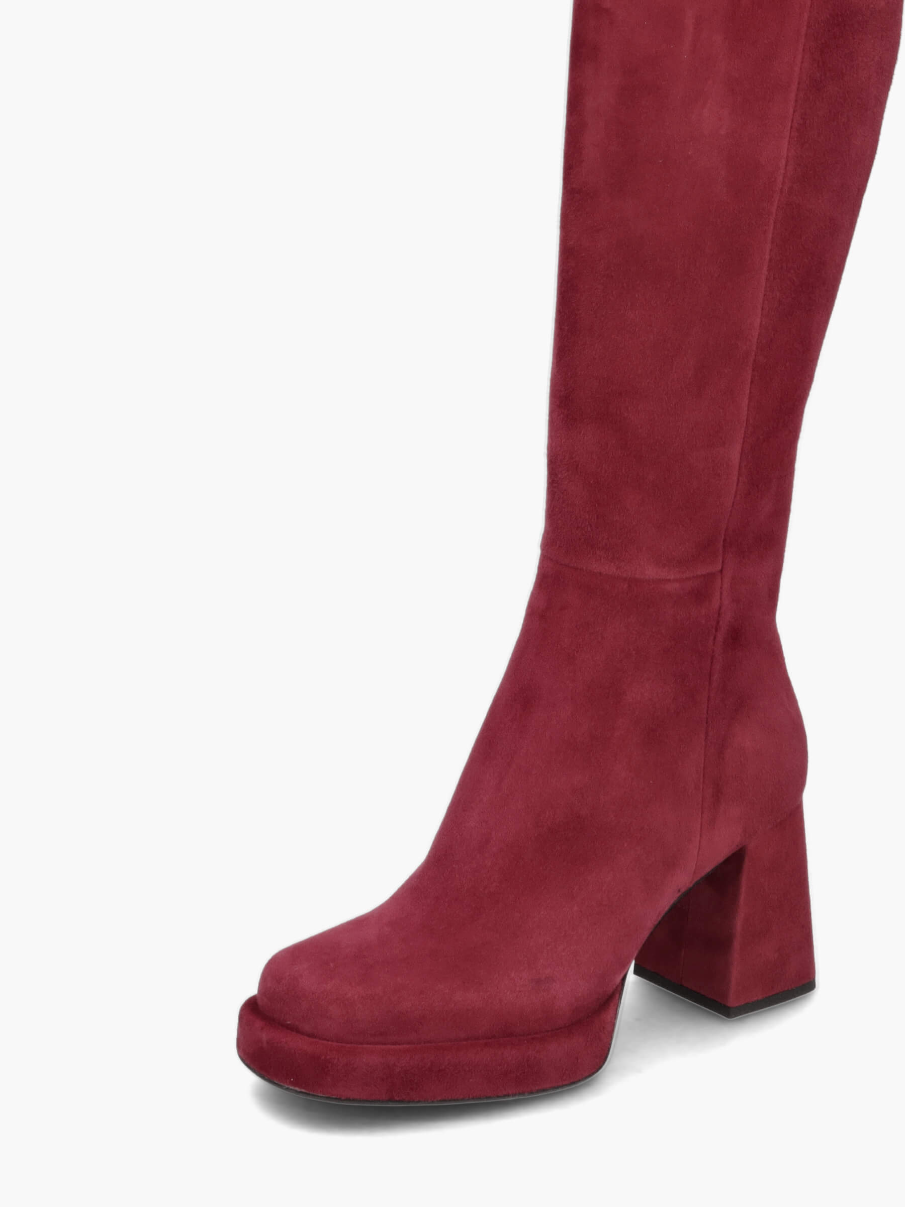Plateau-Stiefel bordeaux 85 mm, Bekleidung, Schuhwerk, Hoher Absatz, Schuh, Wildleder